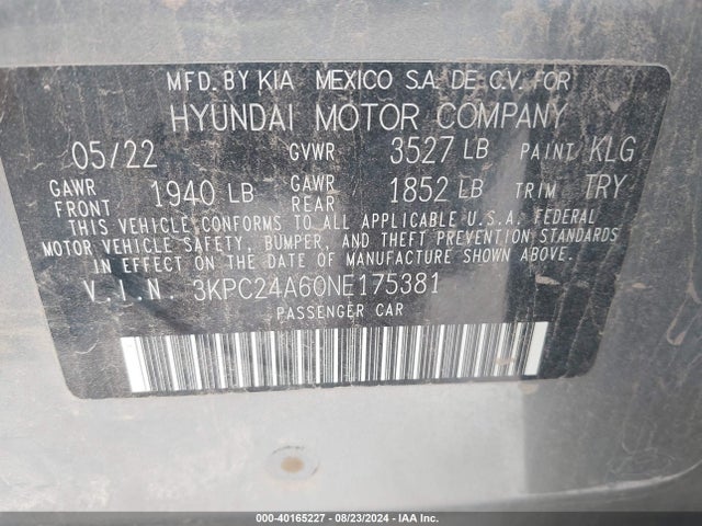 Hyundai ACCENT SE 2022 3KPC24A60NE175381 Image 9
