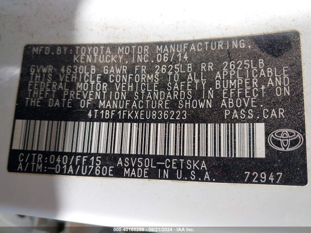 Toyota CAMRY SE 2014 4T1BF1FKXEU836223 Image 9