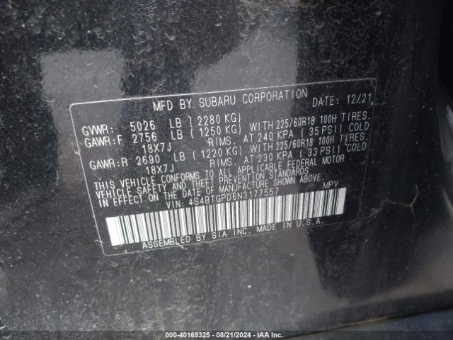 4S4BTGPD6N3177557 Subaru Outback Touring Xt
