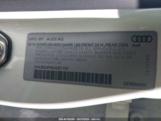 WAUBEGFF6KA081742 Audi A3 45 Premium