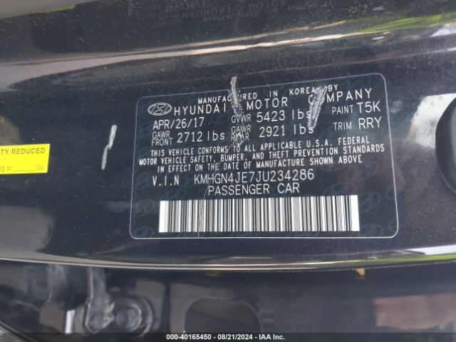 KMHGN4JE7JU234286 Genesis G80 3.8