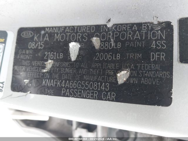 KNAFK4A66G5508143 KIA FORTE LX