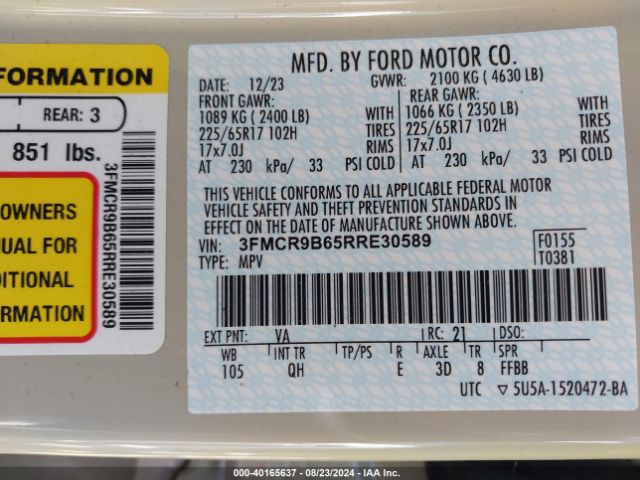3FMCR9B65RRE30589 Ford Bronco Sport Big Bend