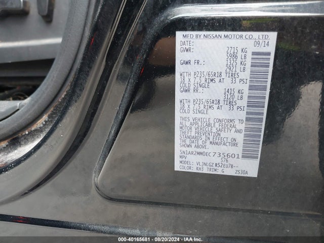 Nissan Pathfinder Sl 2014 5N1AR2MM0EC735601 Image 9