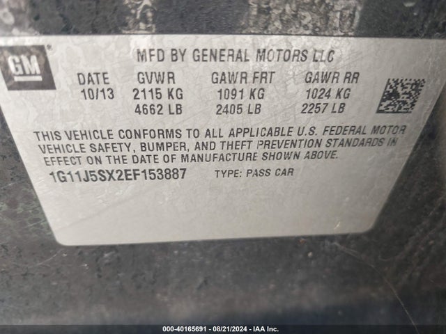 Chevrolet Malibu 2lz 2014 1G11J5SX2EF153887 Image 9