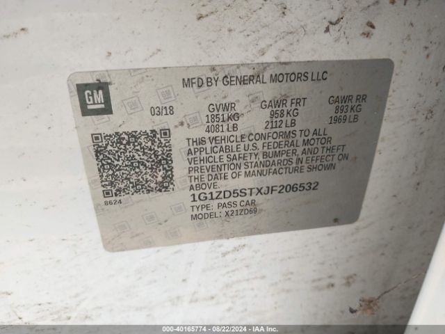 1G1ZD5STXJF206532 Chevrolet lfv - direct injection, variable valve timing, gen 1