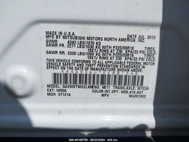 2014 MITSUBISHI OUTLANDER SPORT 4A4AR3AU7EE001548 Photo 8