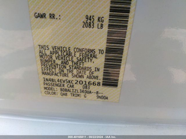2019 NISSAN ALTIMA 1N4BL4EV5KC201668 Photo 8