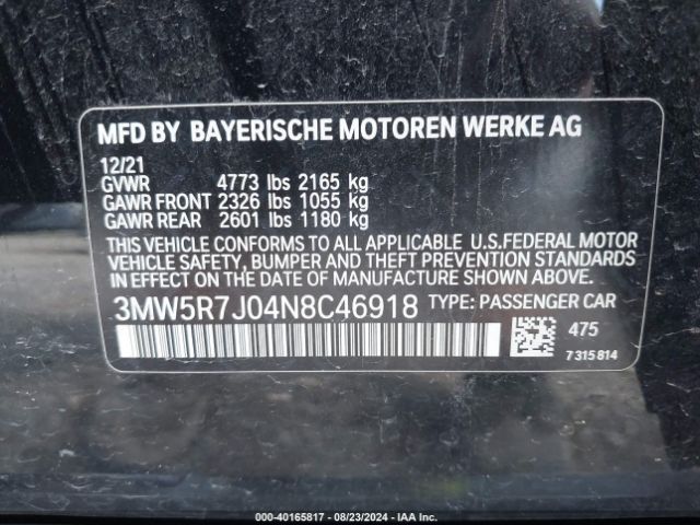 3MW5R7J04N8C46918 BMW 330i Xdrive