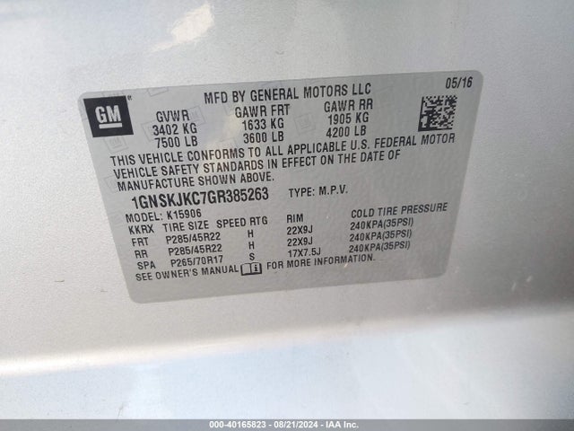Chevrolet Suburban Ltz 2016 1GNSKJKC7GR385263 Image 9