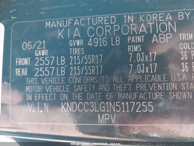 KNDCC3LG1N5117255 KIA Niro Ev Ex
