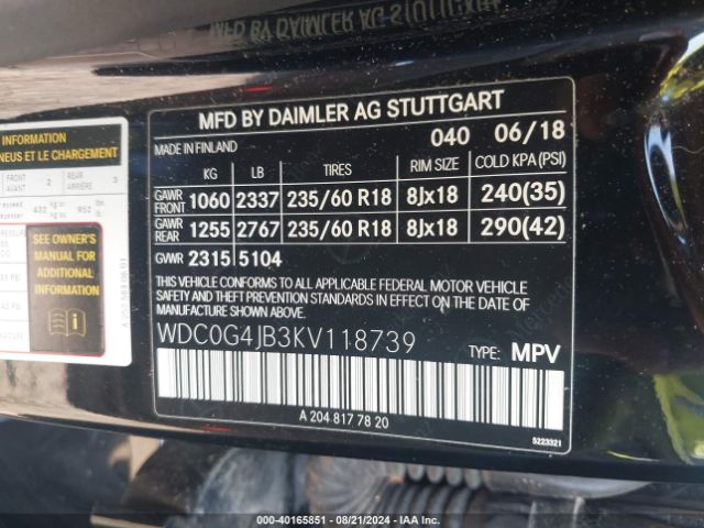 WDC0G4JB3KV118739 Mercedes-Benz GLC 300