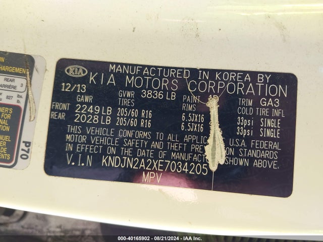 KIA Soul 2014 KNDJN2A2XE7034205 Image 9
