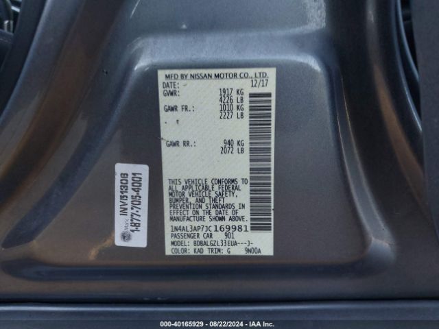 1N4AL3AP7JC169981 Nissan Altima 2.5 S