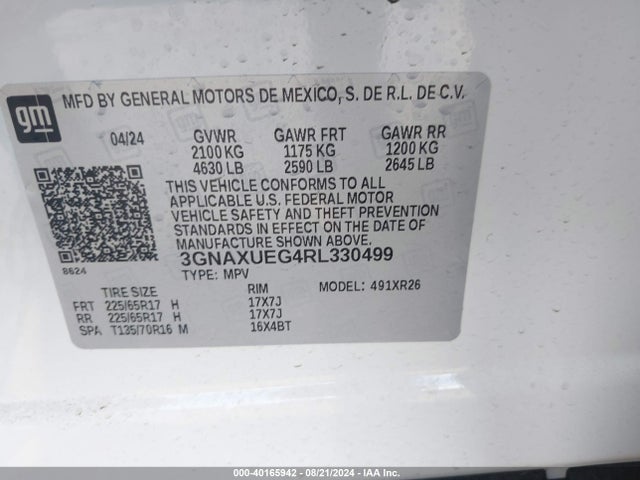 Chevrolet Equinox Awd Lt 2024 3GNAXUEG4RL330499 Image 9