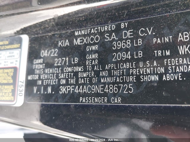 KIA FORTE GT 2022 3KPF44AC9NE486725 Image 9