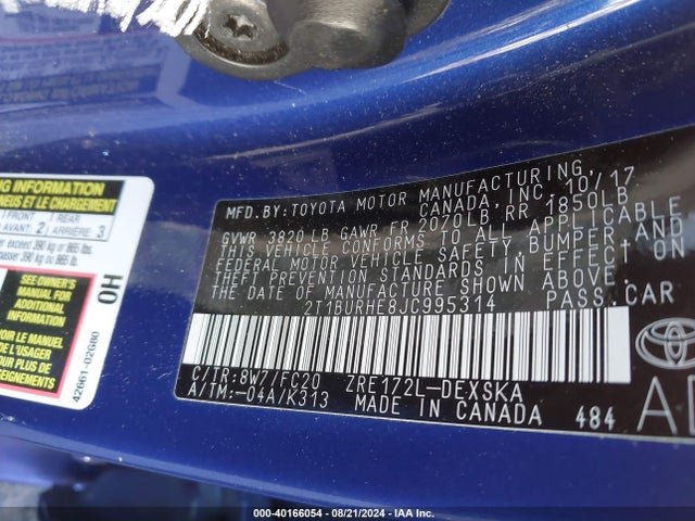Toyota COROLLA SE 2018 2T1BURHE8JC995314 Image 9
