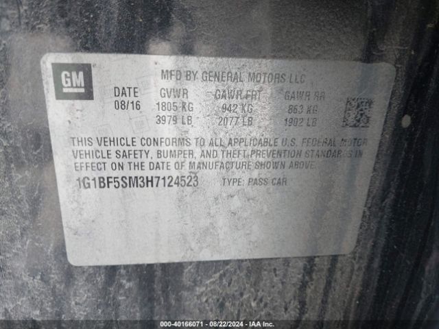 1G1BF5SM3H7124523 Chevrolet Cruze Premier Auto
