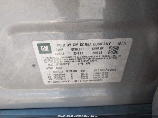 KL4CJ2SB7KB777295 Buick Encore Awd Sport Touring