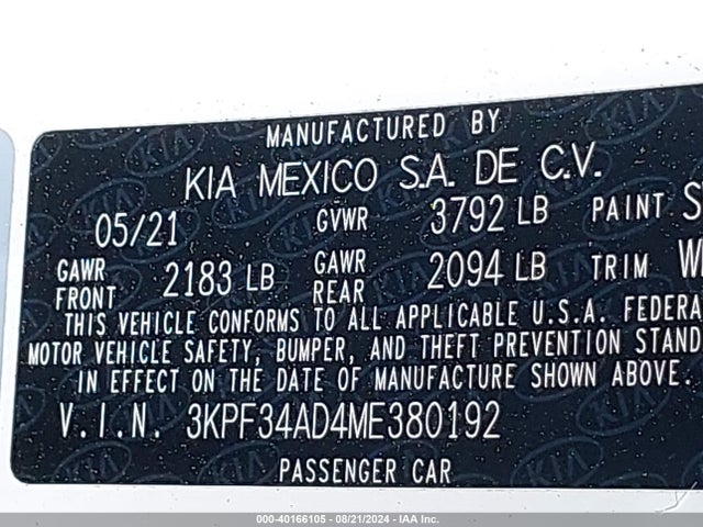 KIA Forte Gt-line 2021 3KPF34AD4ME380192 Image 9