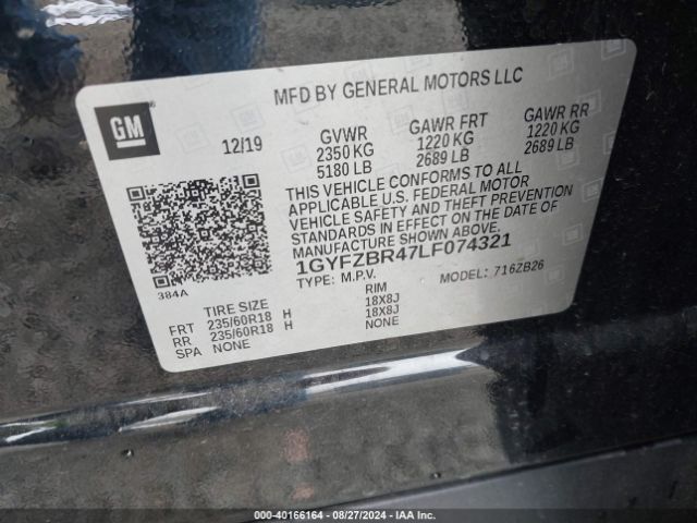 1GYFZBR47LF074321 Cadillac Xt4 Awd Luxury