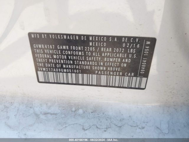 3VW217AU9GM051601 Volkswagen Golf Tsi S 4-door
