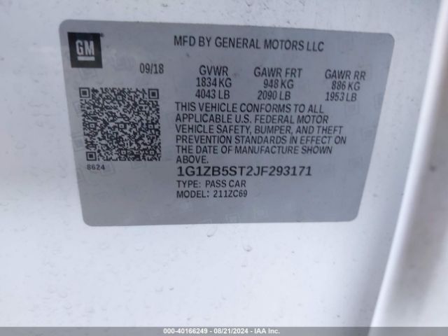 1G1ZB5ST2JF293171 Chevrolet Malibu 1ls