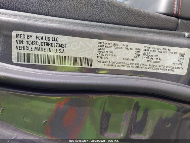 1C4SDJCT9RC173424 Dodge Durango R/t Plus Awd