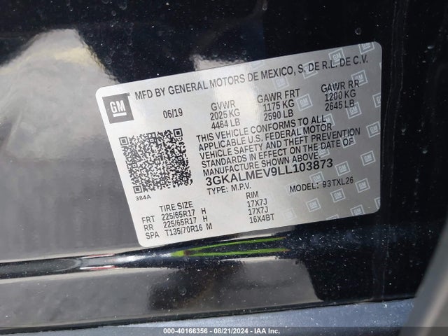 3GKALMEV9LL103873 GMC Terrain Fwd Sle