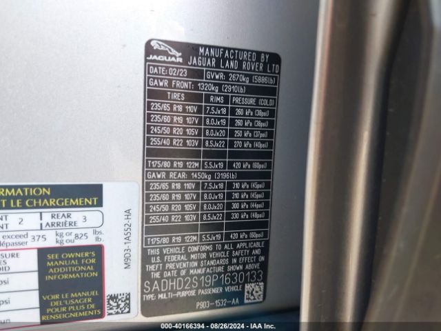 2023 JAGUAR I-PACE SADHD2S19P1630133 Photo 8