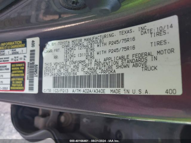 5TFJX4GN2FX039164 Toyota Tacoma Prerunner