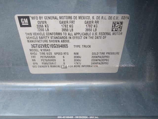 3GTU2VEC1EG394865 GMC Sierra 1500 Slt