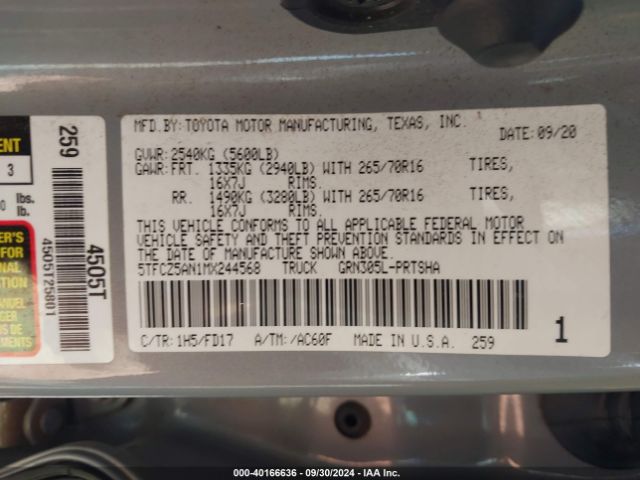 5TFCZ5AN1MX244568 Toyota Tacoma Trd Off-road