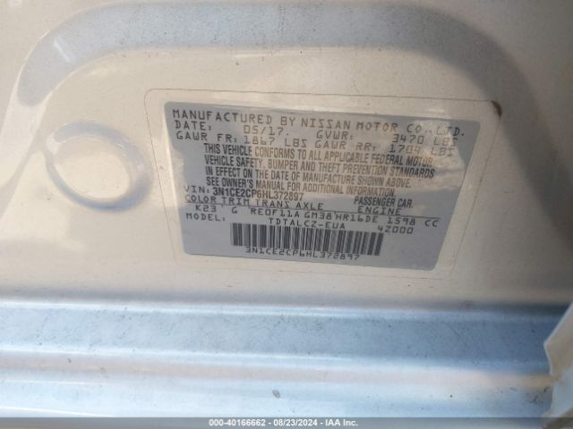 3N1CE2CP6HL372897 Nissan Versa Note S Plus