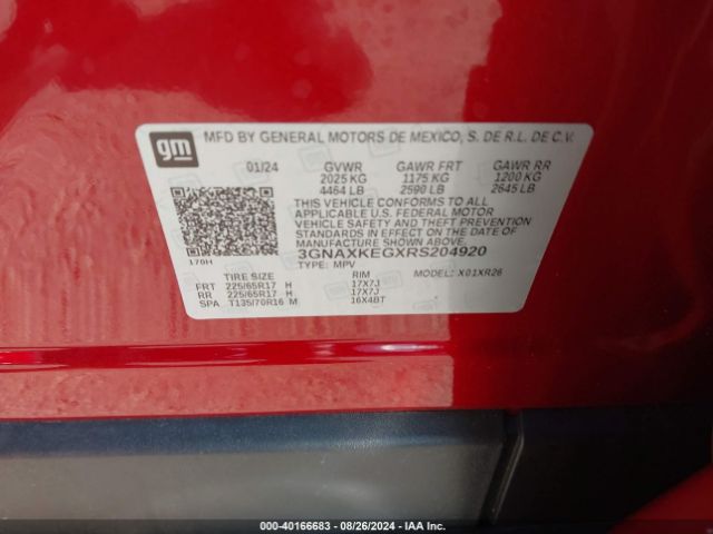 3GNAXKEGXRS204920 Chevrolet Equinox Fwd Lt