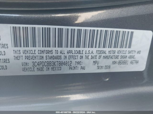 3C4PDCBB3KT804012 Dodge JOURNEY SE