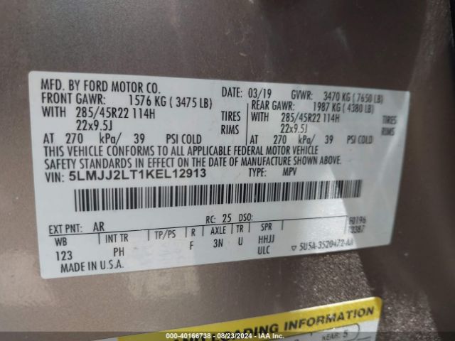 5LMJJ2LT1KEL12913 Lincoln Navigator Reserve