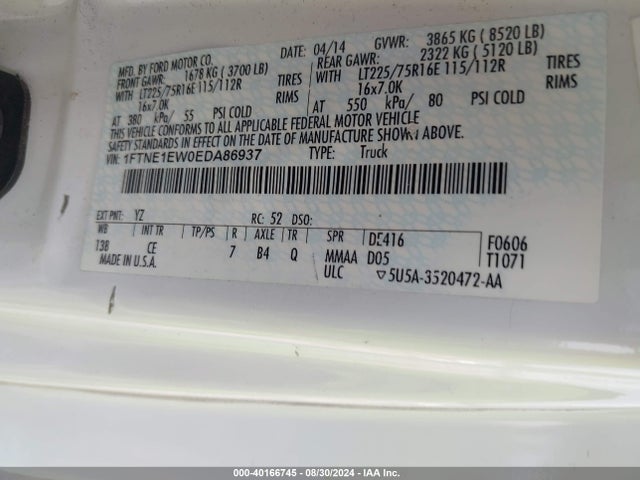 Ford E-150 Commercial 2014 1FTNE1EW0EDA86937 Image 9