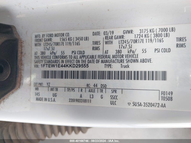Ford F-150 Xlt 2019 1FTEW1E44KKD29555 Image 9