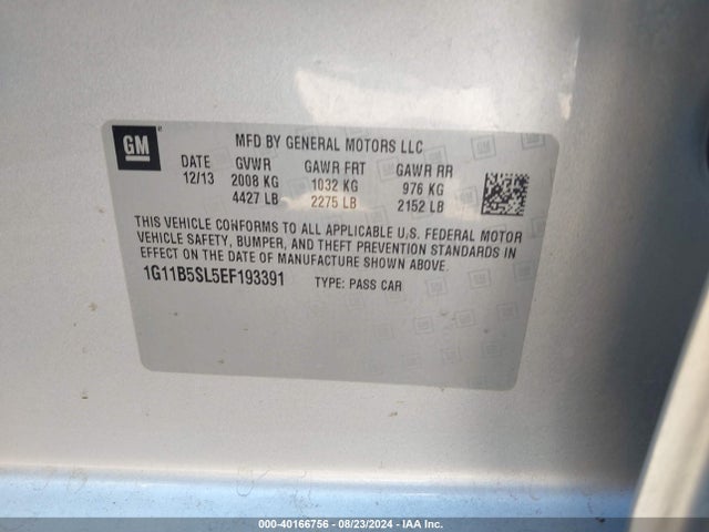 Chevrolet Malibu 1ls 2014 1G11B5SL5EF193391 Image 9