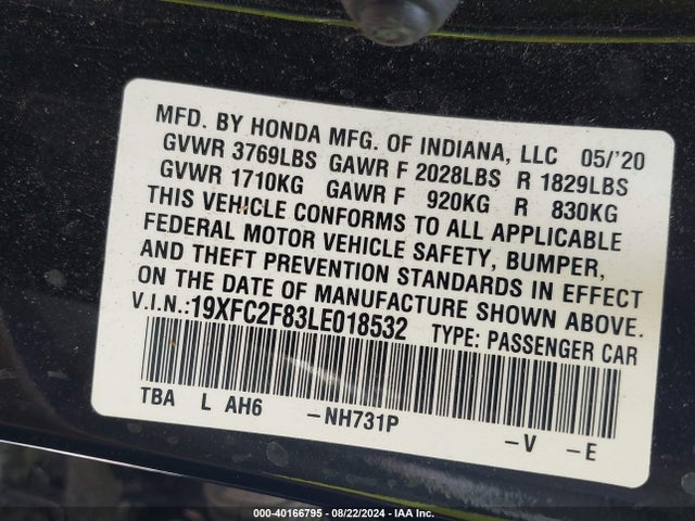 Honda Civic Sport 2020 19XFC2F83LE018532 Image 9