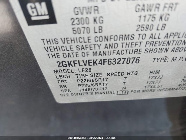 GMC Terrain Sle-1 2015 2GKFLVEK4F6327076 Image 9