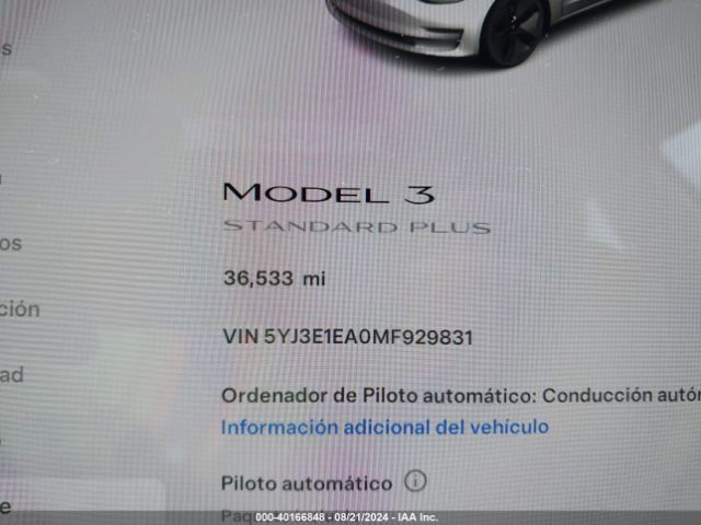 5YJ3E1EA0MF929831 Tesla Model 3 Standard Range Plus Rear-wheel Drive