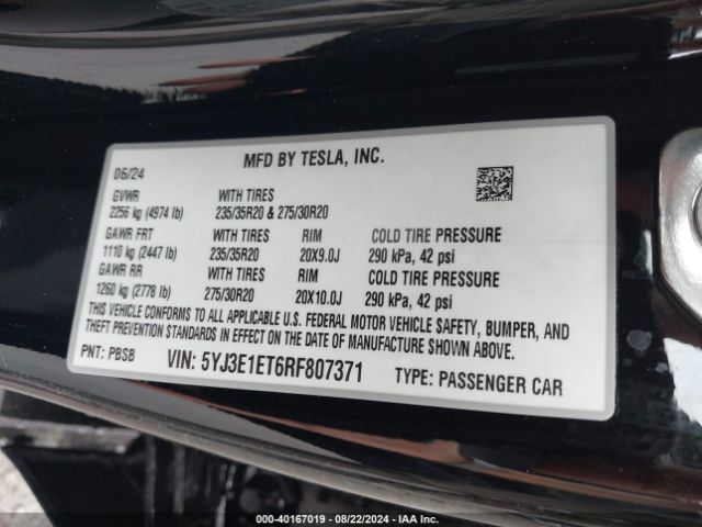 2024 TESLA MODEL 3 5YJ3E1ET6RF807371 Photo 8