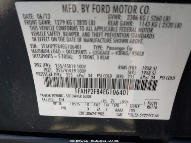 1FAHP2F84EG106401 Ford Taurus Limited