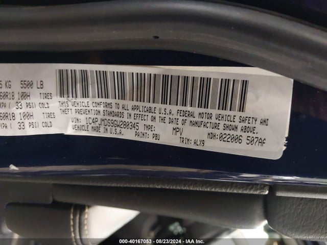 1C4PJMDS9GW280345 Jeep Cherokee Limited