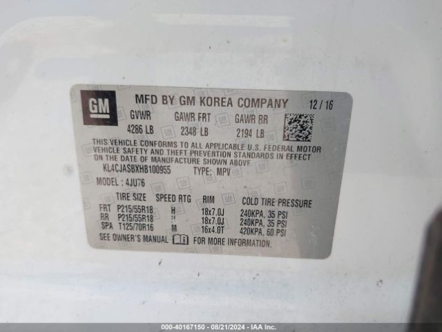 KL4CJASBXHB100955 Buick Encore Preferred