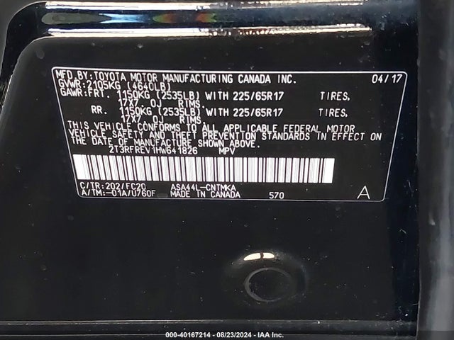 Toyota Rav4 Xle 2017 2T3RFREV1HW641826 Image 9