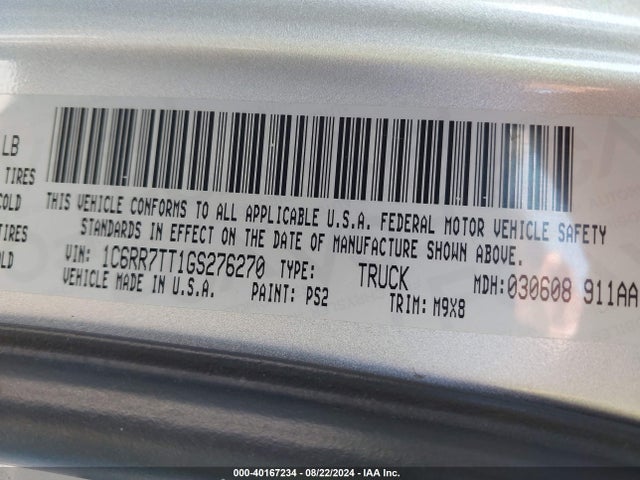 1C6RR7TT1GS276270 RAM 1500 Big Horn
