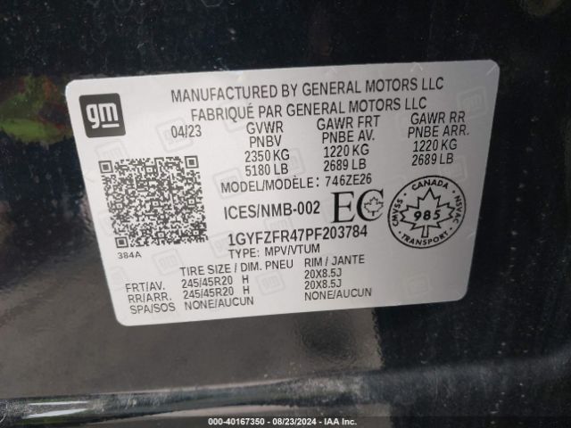 1GYFZFR47PF203784 Cadillac Xt4 Awd Sport